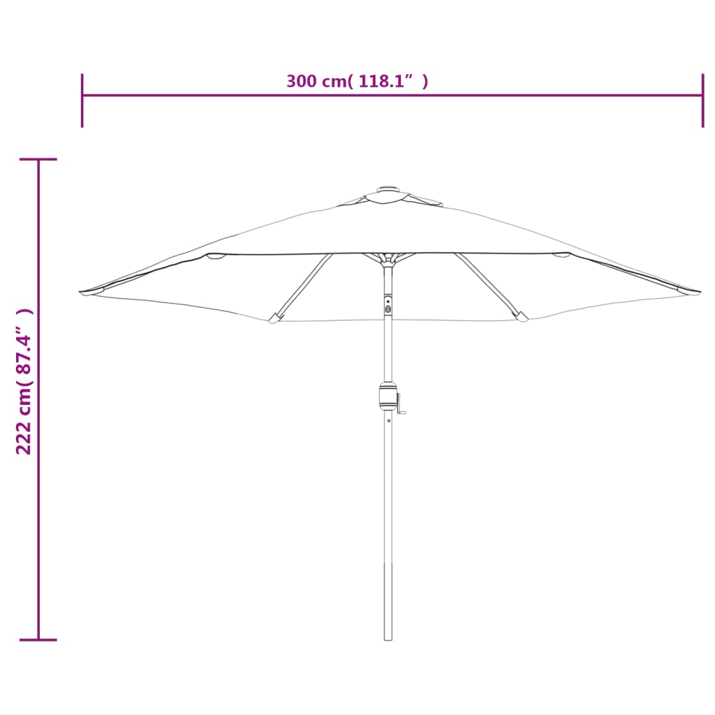 Parasole verde 3 m palo in acciaio 40769