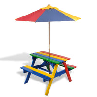 Tavolo e Panchine per Bambini con Parasole Legno Multicolore cod mxl 48690