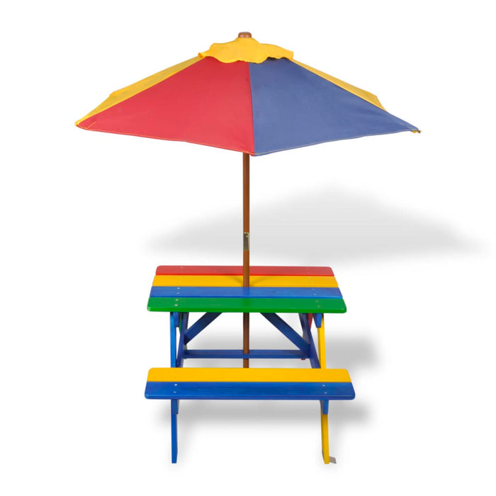 Tavolo e Panchine per Bambini con Parasole Legno Multicolore cod mxl 48690