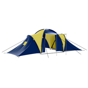 Tenda da Campeggio in Poliestere per 9 Persone Blu e Giallo 90413