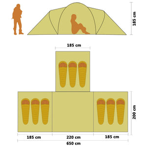 Tenda da Campeggio in Poliestere per 9 Persone Blu e Giallo 90413