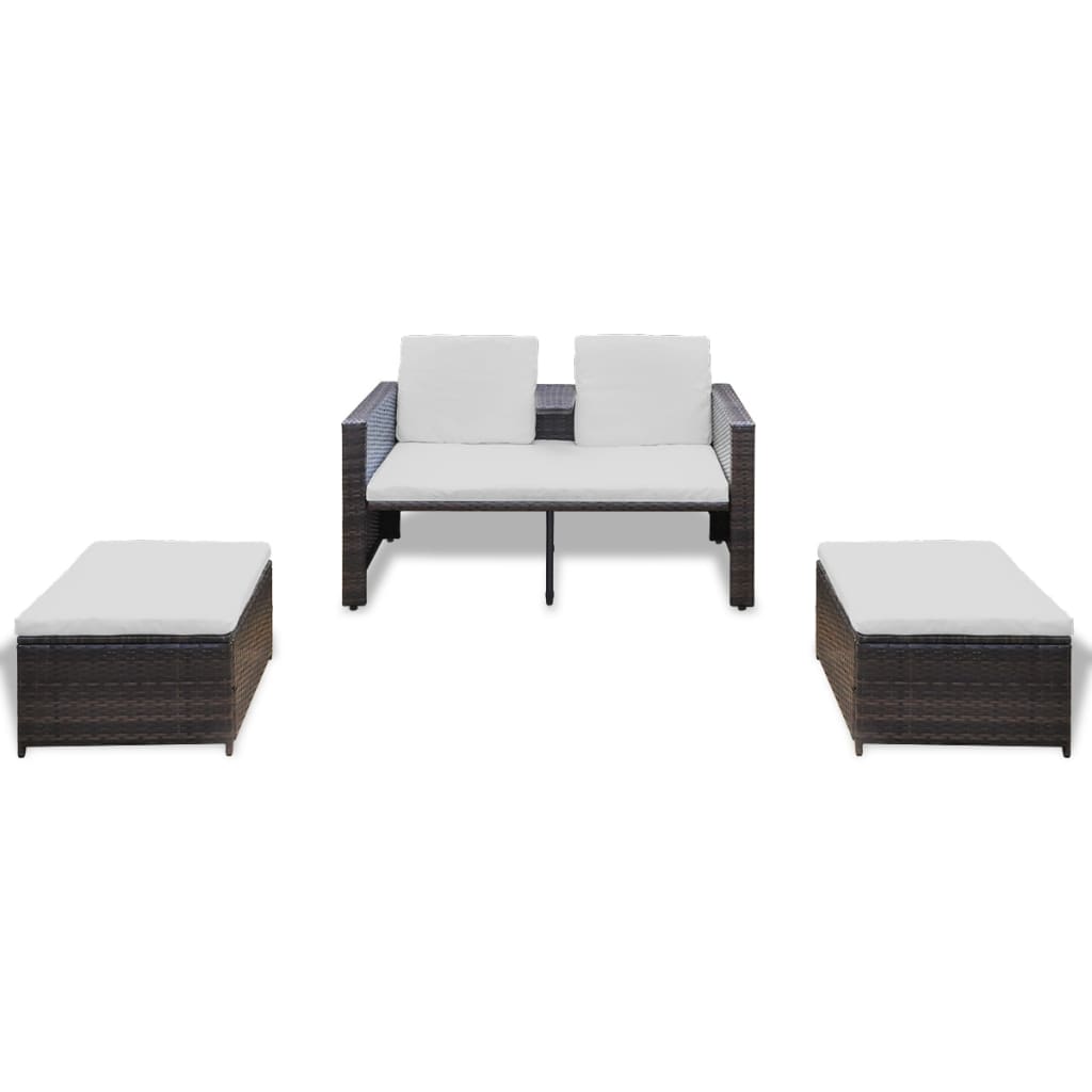 Set Divani da Giardino 4 pz con Cuscini in Polyrattan Marrone cod mxl 36028