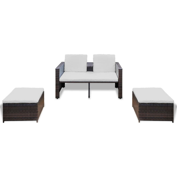 Set Divani da Giardino 4 pz con Cuscini in Polyrattan Marrone cod mxl 36028