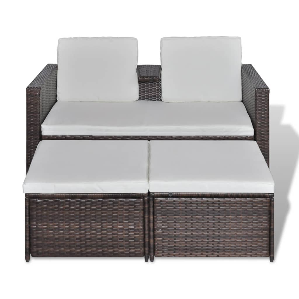 Set Divani da Giardino 4 pz con Cuscini in Polyrattan Marrone cod mxl 36028