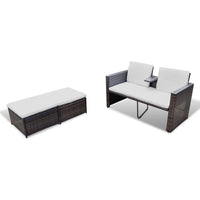 Set Divani da Giardino 4 pz con Cuscini in Polyrattan Marrone cod mxl 36028