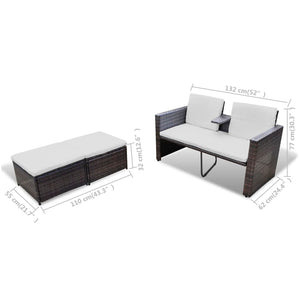 Set Divani da Giardino 4 pz con Cuscini in Polyrattan Marrone cod mxl 36028