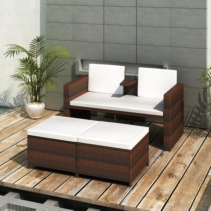 Set Divani da Giardino 4 pz con Cuscini in Polyrattan Marrone cod mxl 36028