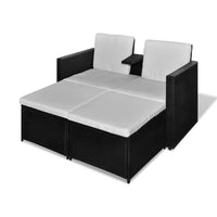 Set Divani da Giardino 4 pz con Cuscini in Polyrattan Nero cod mxl 42011