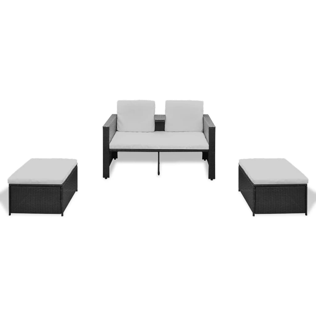 Set Divani da Giardino 4 pz con Cuscini in Polyrattan Nero cod mxl 42011