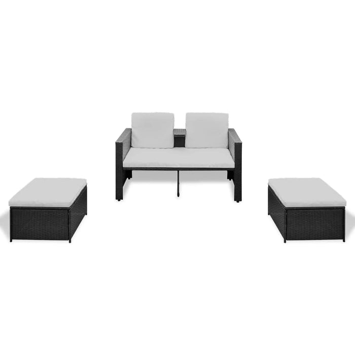 Set Divani da Giardino 4 pz con Cuscini in Polyrattan Nero cod mxl 42011