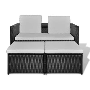 Set Divani da Giardino 4 pz con Cuscini in Polyrattan Nero cod mxl 42011