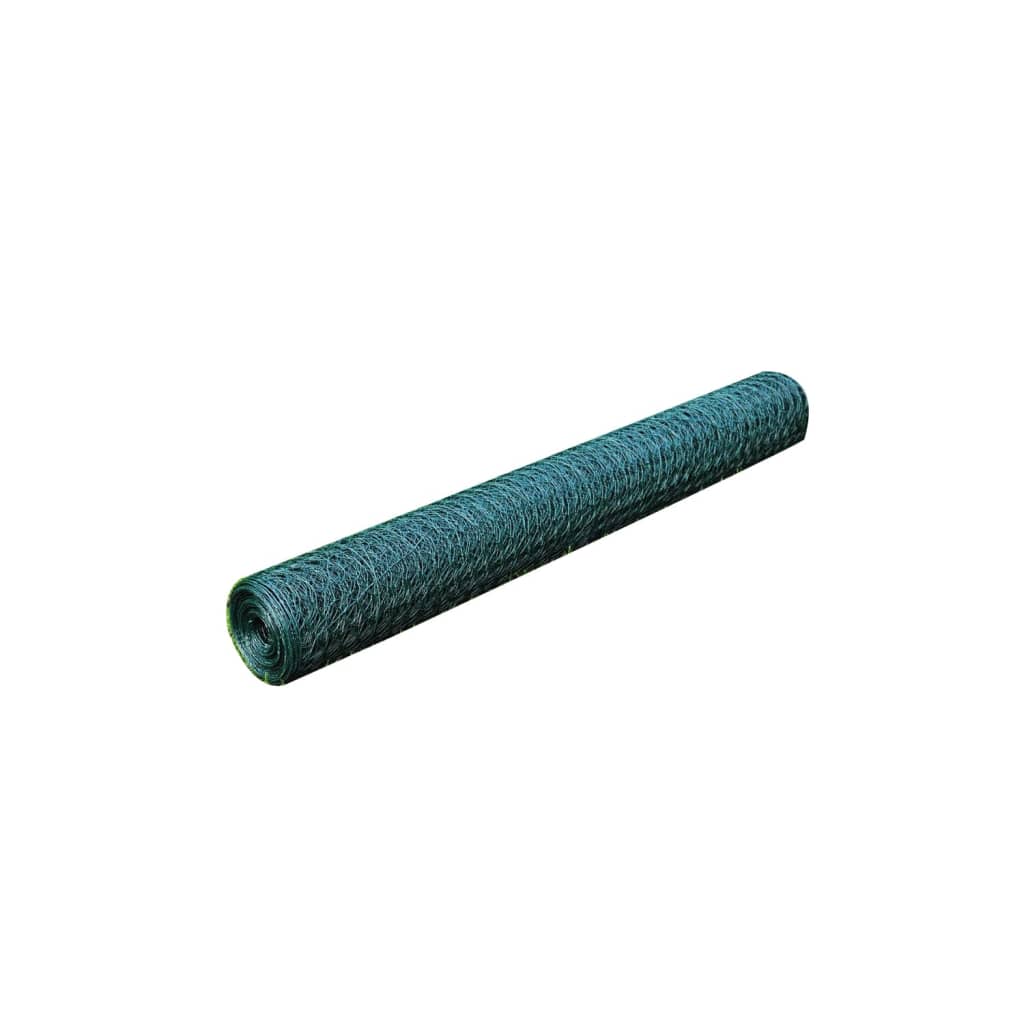 Recinzione in Rete per Pollaio Rivestita in PVC 25x1 m Verde 140413