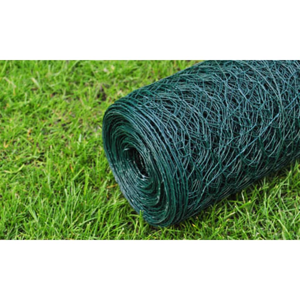 Recinzione in Rete per Pollaio Rivestita in PVC 25x1 m Verde 140413