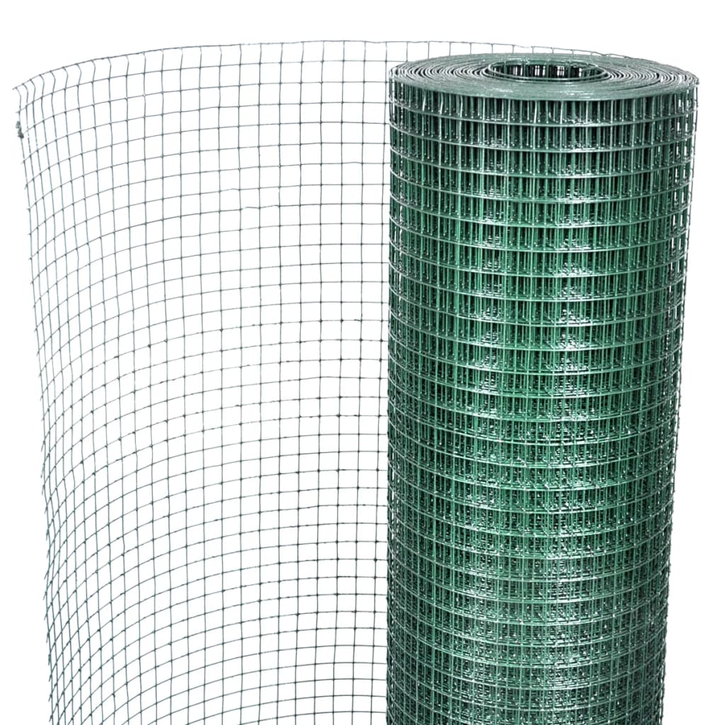 Recinto Pollaio in Rete Zincato Rivestimento PVC 10x1 m Verde 140433