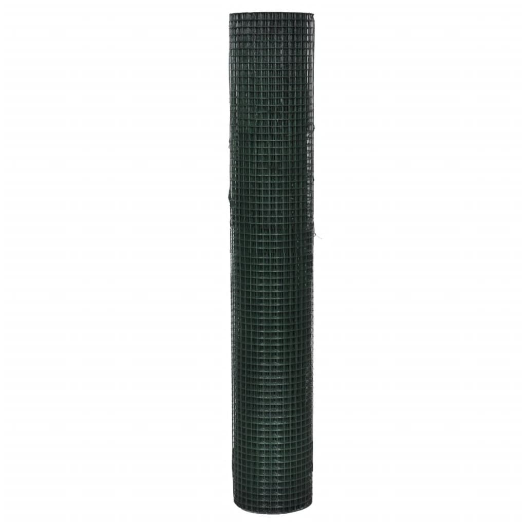 Recinzione in Rete per Pollaio Rivestita in PVC 10x1 m Verde 140434