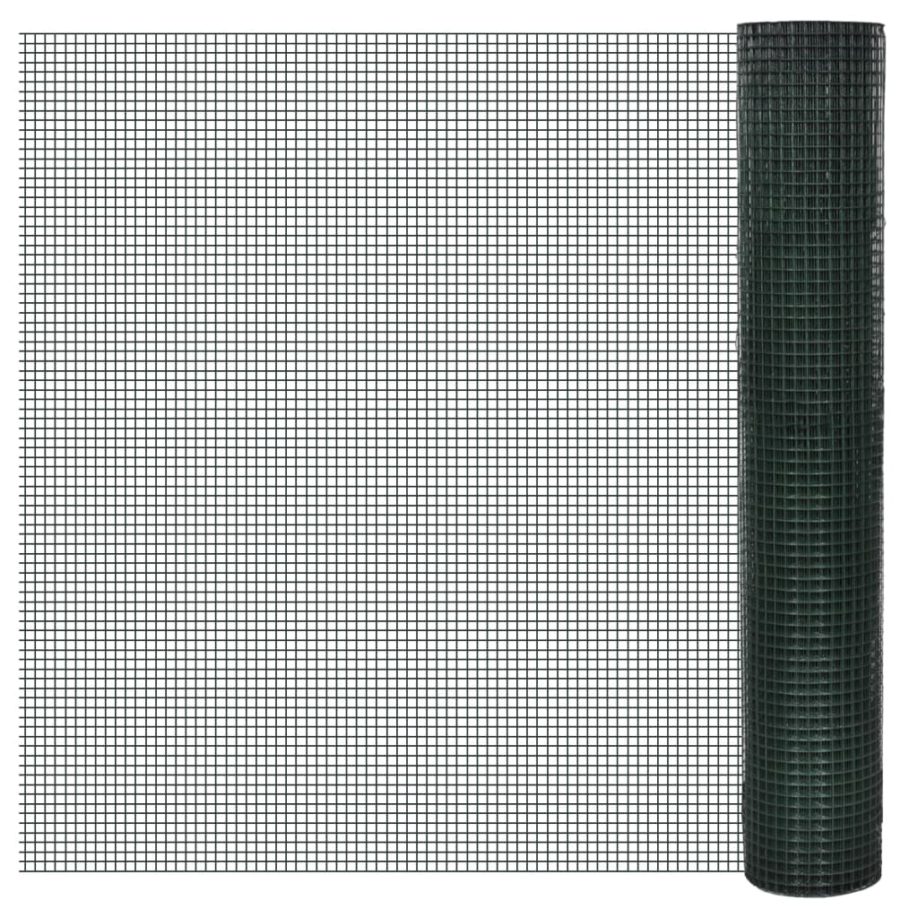 Recinzione in Rete per Pollaio Rivestita in PVC 10x1 m Verde 140436