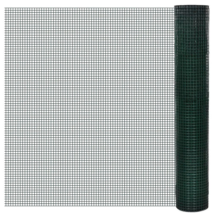 Recinzione in Rete per Pollaio Rivestita in PVC 25x1 m Verde 140437