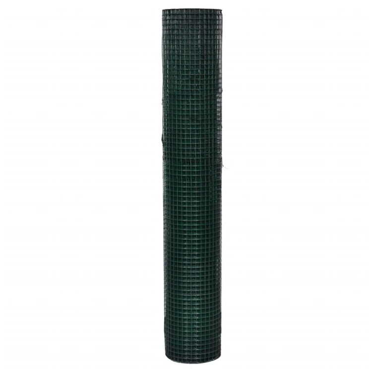 Recinzione in Rete per Pollaio Rivestita in PVC 25x1 m Verde 140437