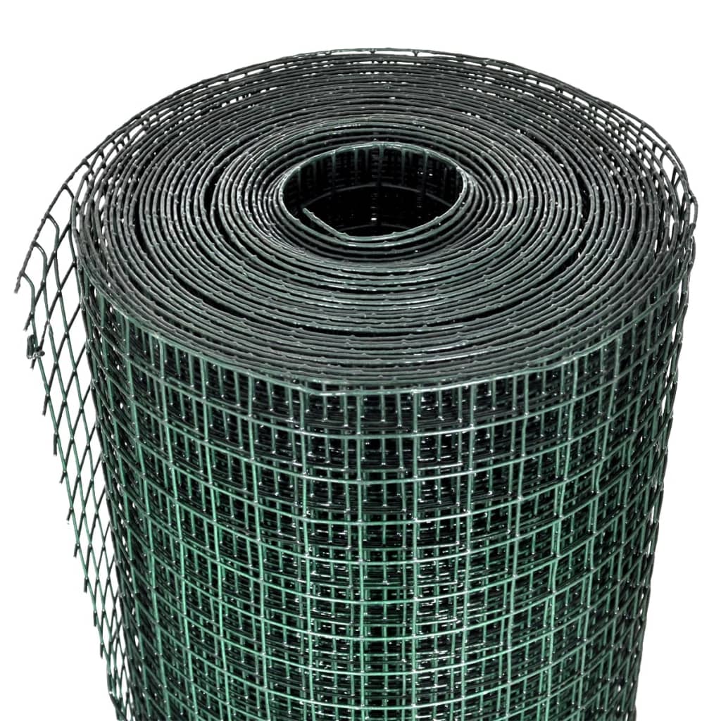 Recinzione in Rete per Pollaio Rivestita in PVC 25x1 m Verde 140437