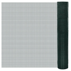 Recinzione in Rete per Pollaio Rivestita in PVC 25x1 m Verde 140439