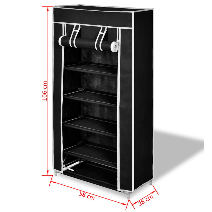 Scarpiera in Tessuto Richiudibile 58 x 28 x 106 cm Nera cod mxl 46286