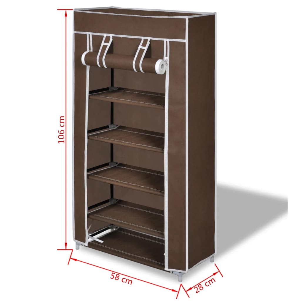 Scarpiera in Tessuto Richiudibile 58 x 28 x 106 cm Marrone 240504