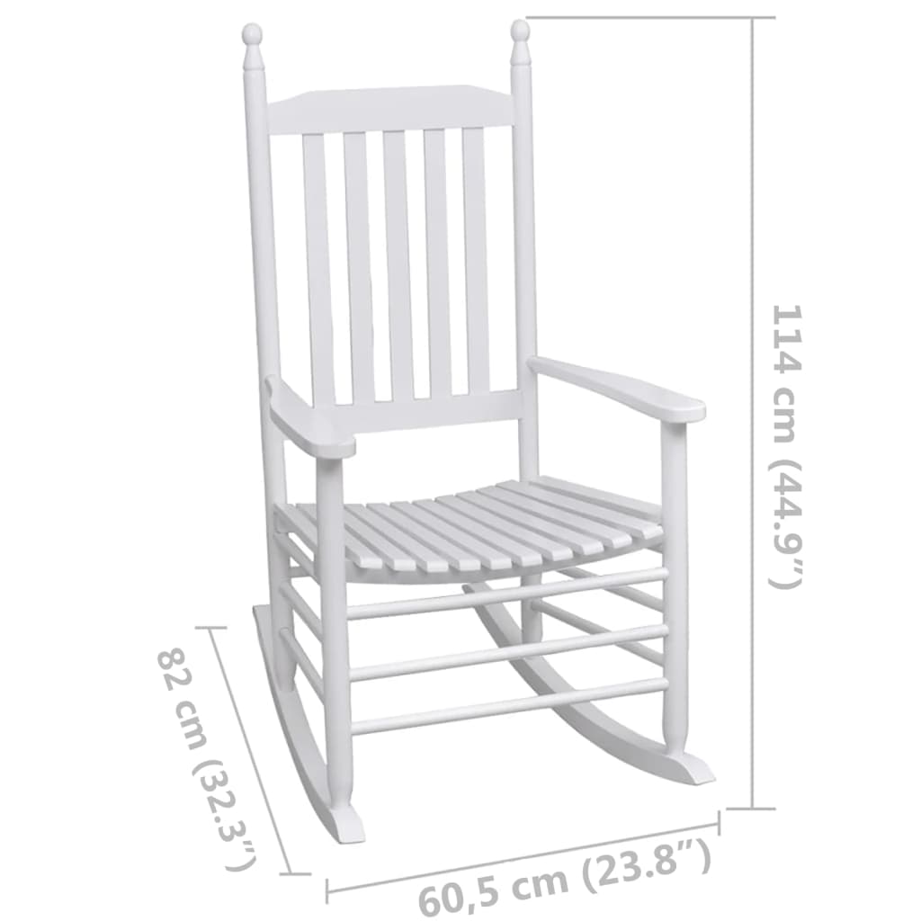 Sedia a Dondolo con Sedile Curvo Bianco in Legno cod mxl 52920