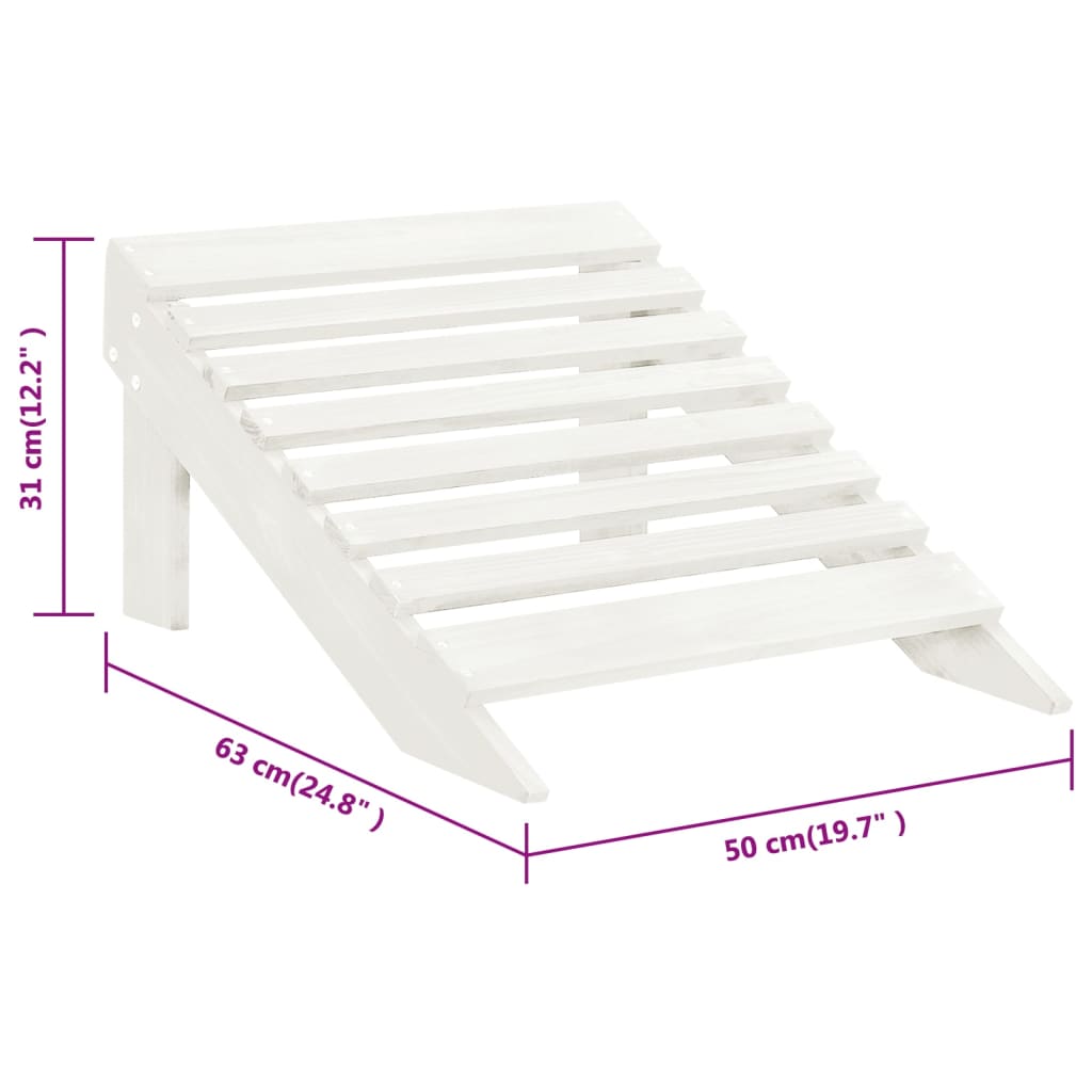 Sedia da Giardino con Poggiagambe in Legno Bianco