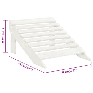 Sedia da Giardino con Poggiagambe in Legno Bianco