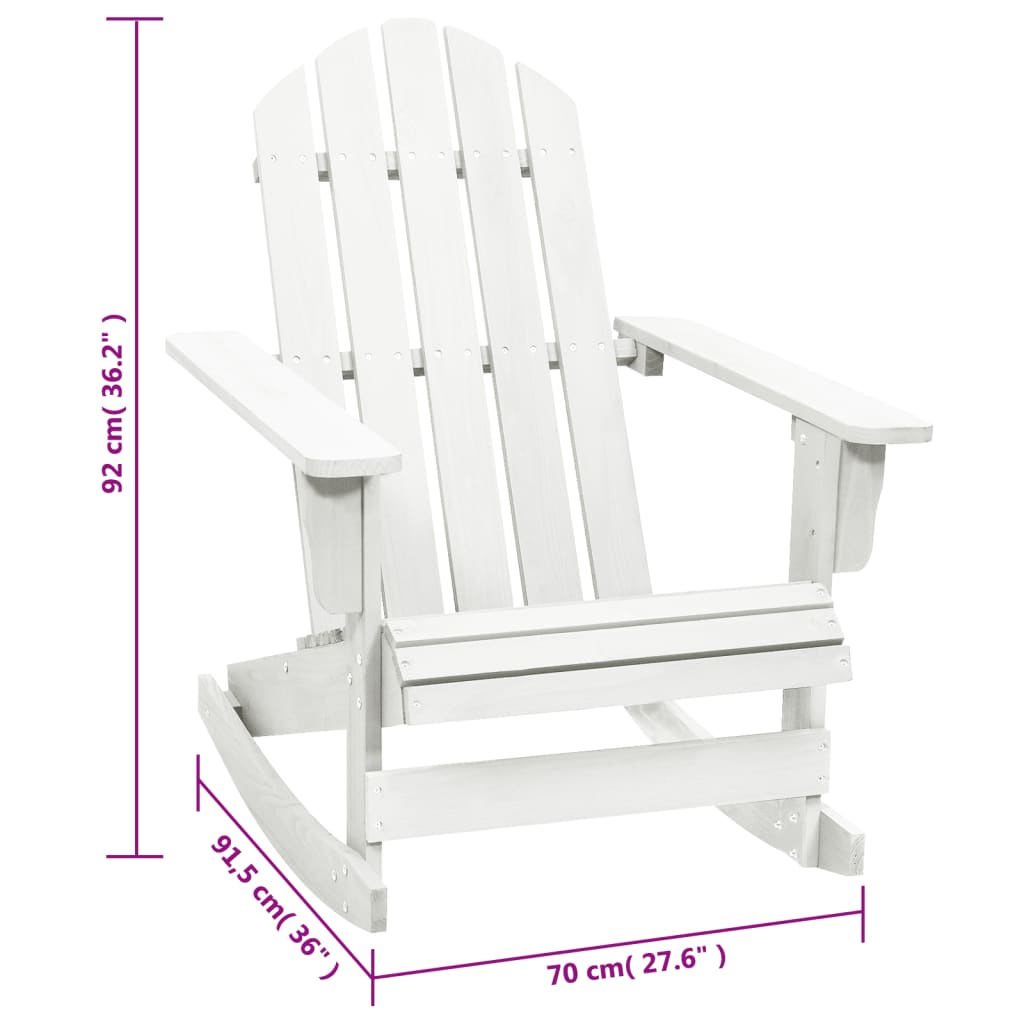 Sedia a Dondolo da Giardino in Legno Bianca cod mxl 17034