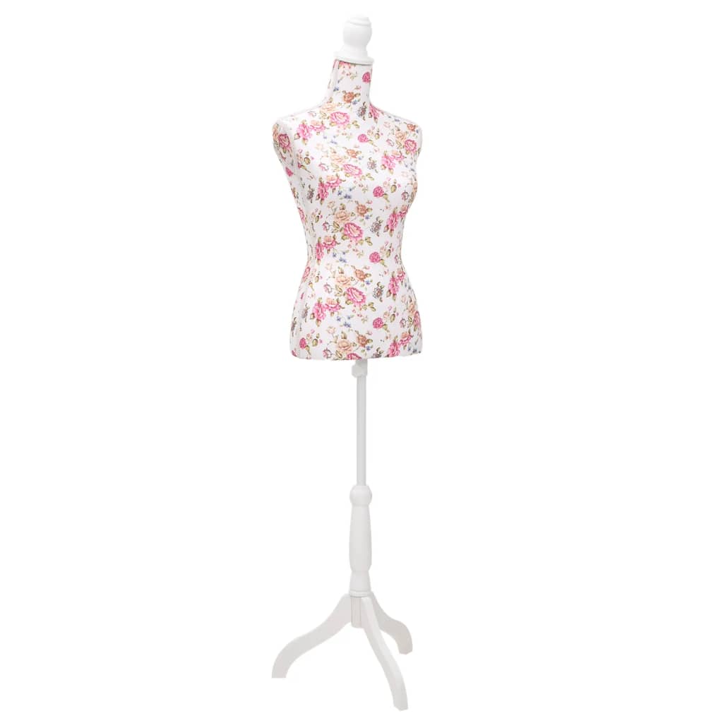 Busto Sartoriale Donna Manichino Cottone Bianco con Rose 30030