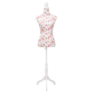 Busto Sartoriale Donna Manichino Cottone Bianco con Rose 30030