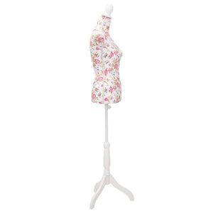 Busto Sartoriale Donna Manichino Cottone Bianco con Rose 30030