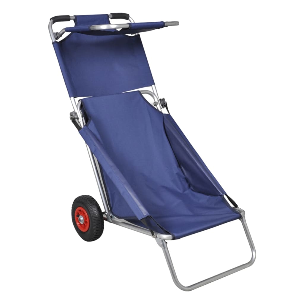 Carrello per la Spiaggia con Ruote Portatile Pieghevole Blu