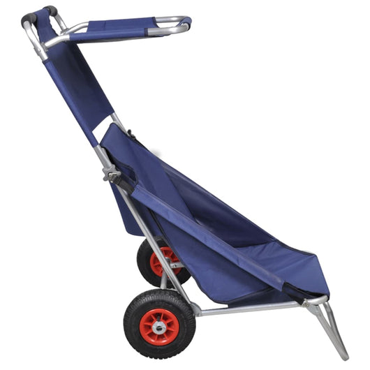 Carrello per la Spiaggia con Ruote Portatile Pieghevole Blu 90446