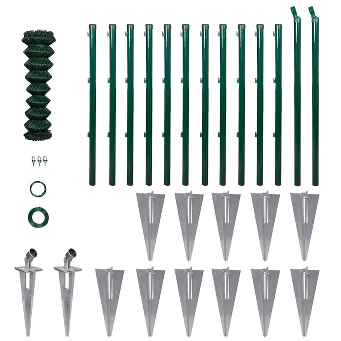 Recinzione a Rete con Pali e Spuntoni in Acciaio 1,0x25 m 140754