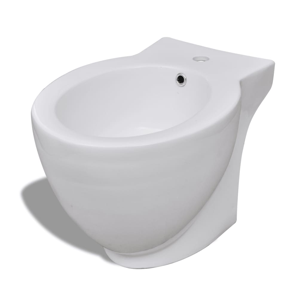 Bidè Rotondo Bianco con Piede di Alta Qualità in Ceramica cod mxl 79797