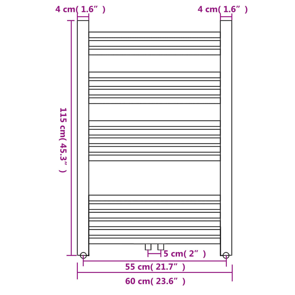 Radiatore Centrale Portasciugamano Dritto 600 x 1160 mm 140844