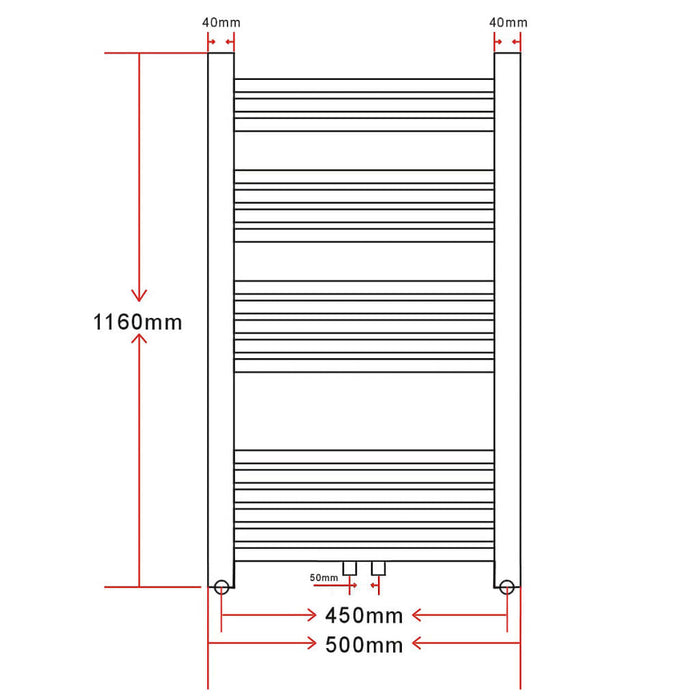 Radiatore Riscaldamento Centrale 500 x 1160 mm Medio e Laterale 140851