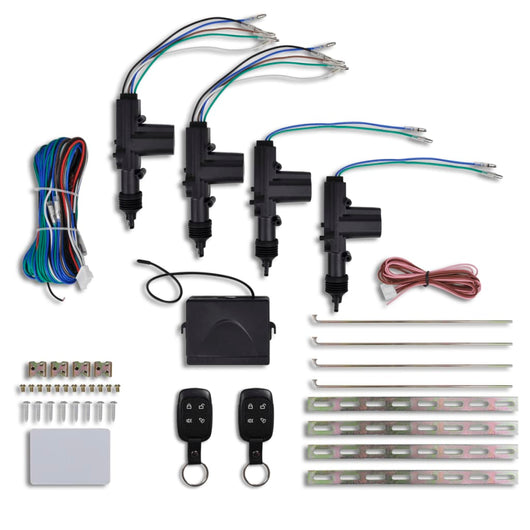 Set Auto Chiusura Centralizzata con 2 Telecomandi 4 Motori 12 V 