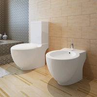 Set WC e Bidet con Piede in Ceramica Bianca cod mxl 48449