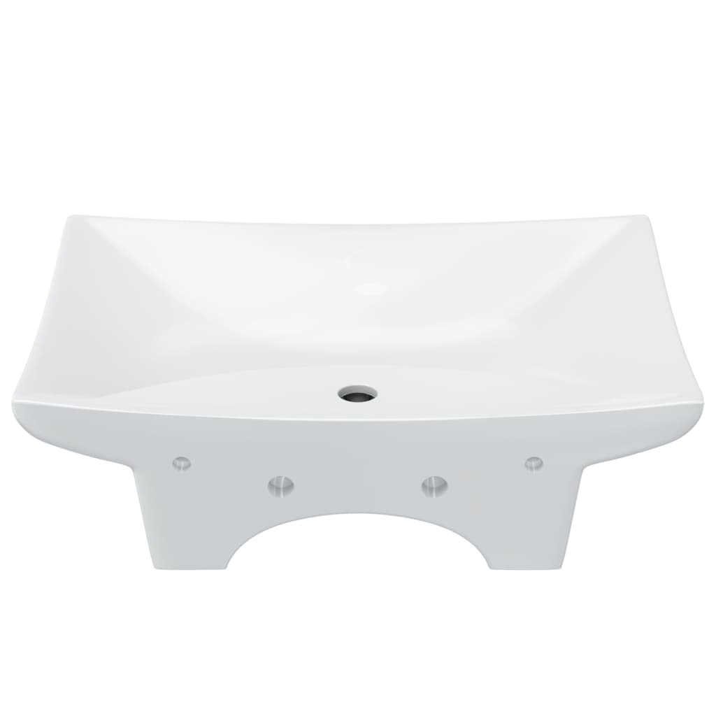 Lavabo Ceramica Lusso Rettangolare Foro di Trabocco e Foro Rubinetto 140688