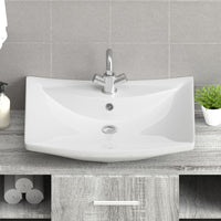 Lavabo Ceramica Lusso Rettangolare Foro di Trabocco e Foro Rubinetto 140688