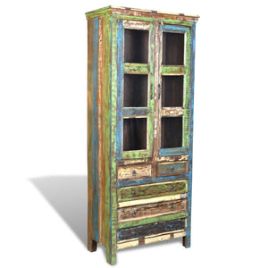 Libreria Multicolore in Legno Riciclato con 5 Scaffali e 2 Ante 240948