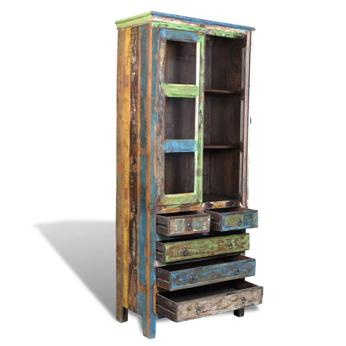 Libreria Multicolore in Legno Riciclato con 5 Scaffali e 2 Ante 240948