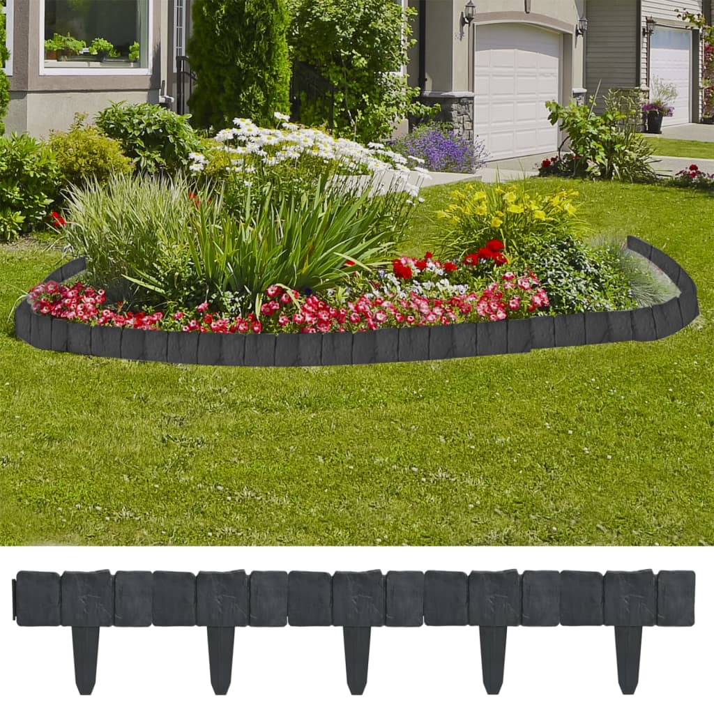 Set 41 pz Recinzione giardino/prato in plastica imitazione pietra 10 m 40917