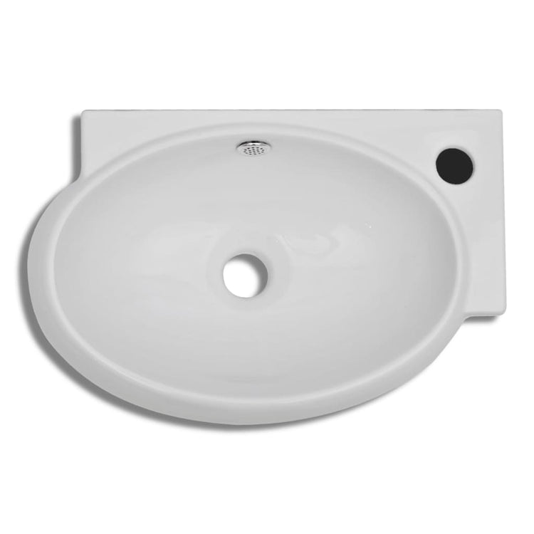 Lavello Ceramica con Foro Rubinetto e Troppo Pieno Bianco cod mxl 52783