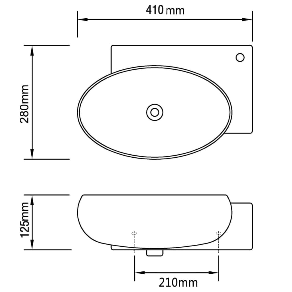 Lavello Ceramica con Foro Rubinetto e Troppo Pieno Bianco cod mxl 52783