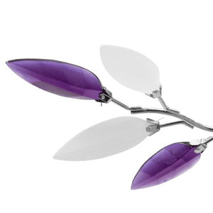 Lampada Soffitto Foglie Bianco e Viola Cristallo Acrilico 3xE14 240981