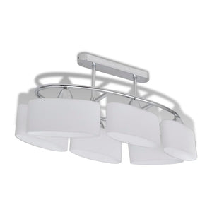 Lampada da Soffitto Paralume Ellissoidale Vetro 6 Lampadine E14 240989